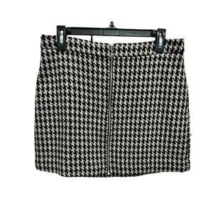 Express Zipper Front Houndstooth Pattern Wool Blend Mini Skirt Size 10